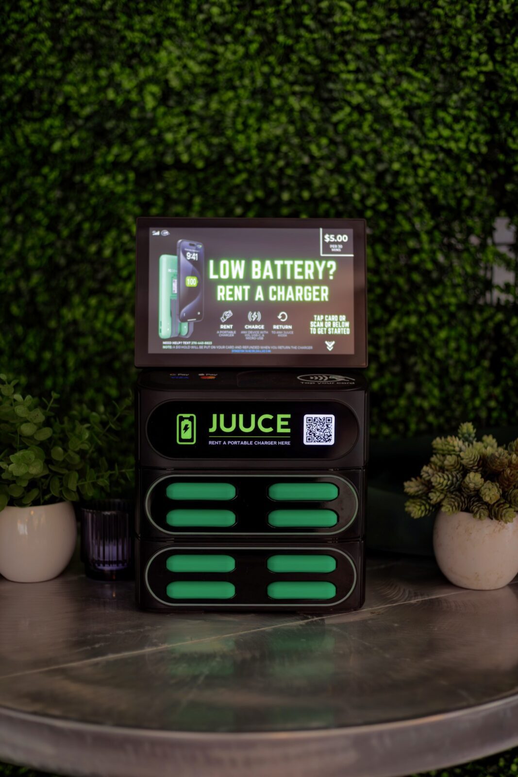 Boost charging kiosk installed at a bar